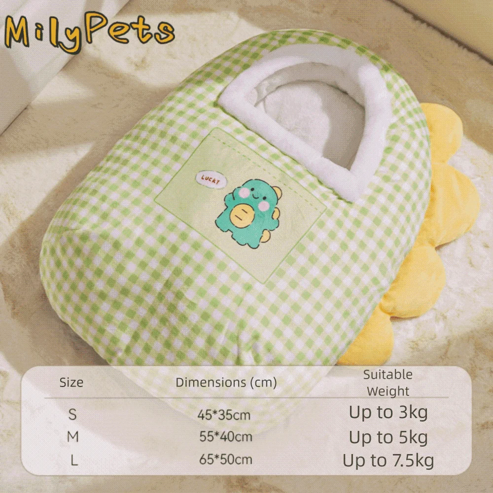 Dog House Bed Cartoon Cat Sleeping Bag Semi-Enclosed Dinosaur/Bear Pattern Pet Warm Nest Soft 1005011562913879