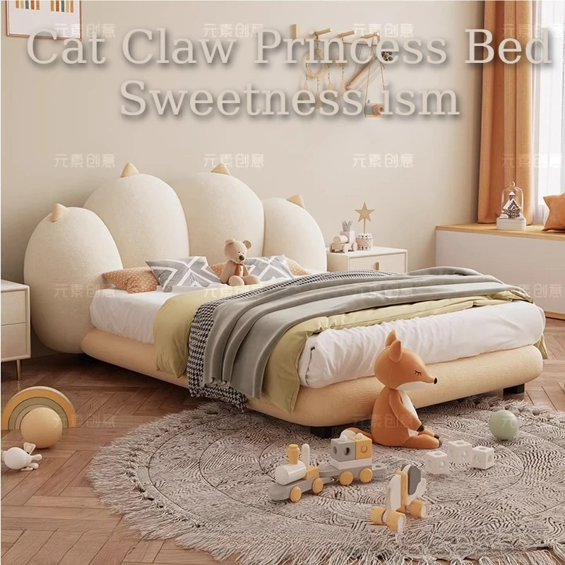 Cat Paw Design Double Bed Luxury Modern Bedroom Decor for Teen Girls Art King Size Frame Bedside 1005011564200458