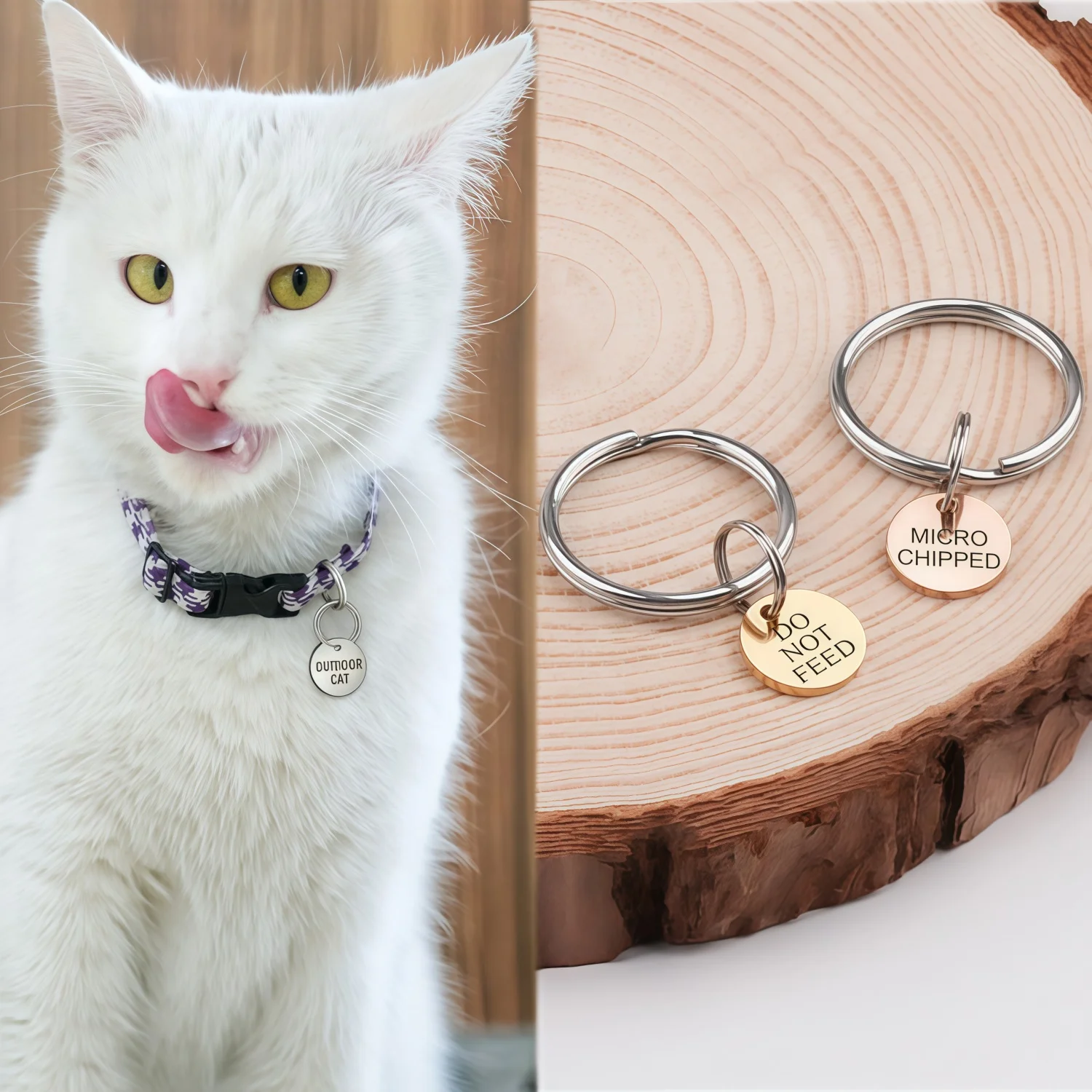 15mm Cat ID Tag, Small Custom Kitten Tag, Pet Name Tag with Phone Number, Teeny Tiny Pet ID Tag 1005011565962036