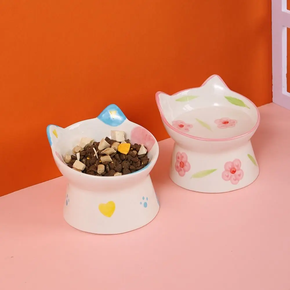 15° Tilted Elevated Cat Bowl Ergonomic Anti Knock Ceramic Cat Food Dish Easy Clean Stable Raised 1005011568244365
