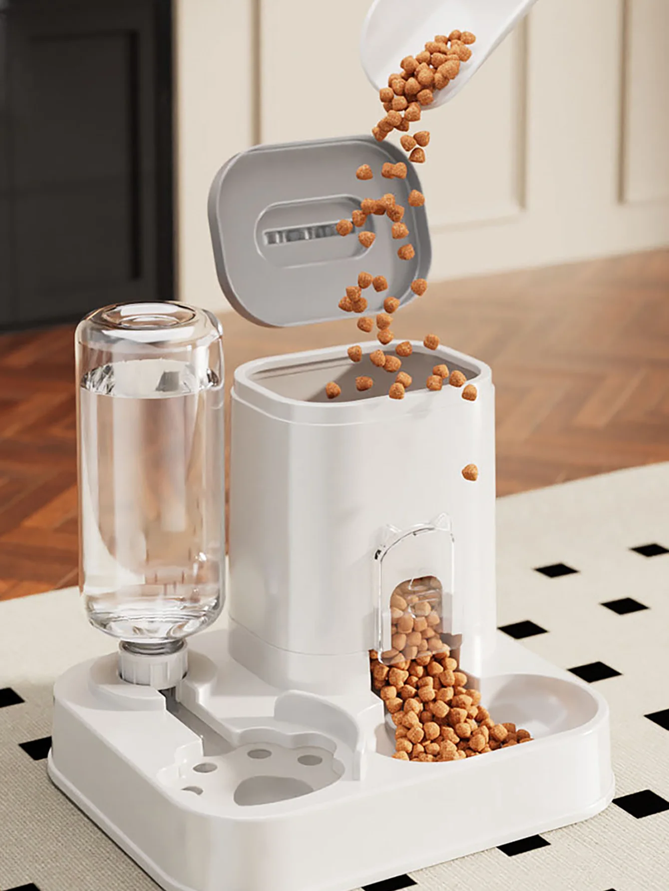 1-10L Capacity Automatic Cat and Dog Water Dispenser with Food Bowl, No Batteries Required 1005011568571256