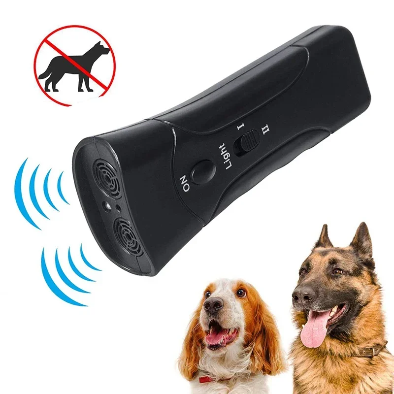 Ultrasonic Dog Repeller Flashlight Pet Chaser Training Equipment Double Head Anti Barking Device 1005011570935499