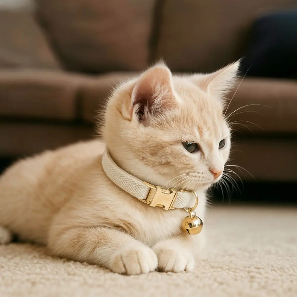 Durable Adjustable Cat Collar with Bell Metal Buckle Personalized Cat Necklace Solid Color Pet Dog 1005011571257784