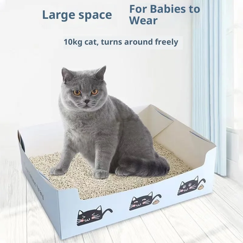 Disposable Cat Litter Box PP Waterproof Box Cat Toilet Special Cat Toilet Oversized Folding Cat 1005011579170896