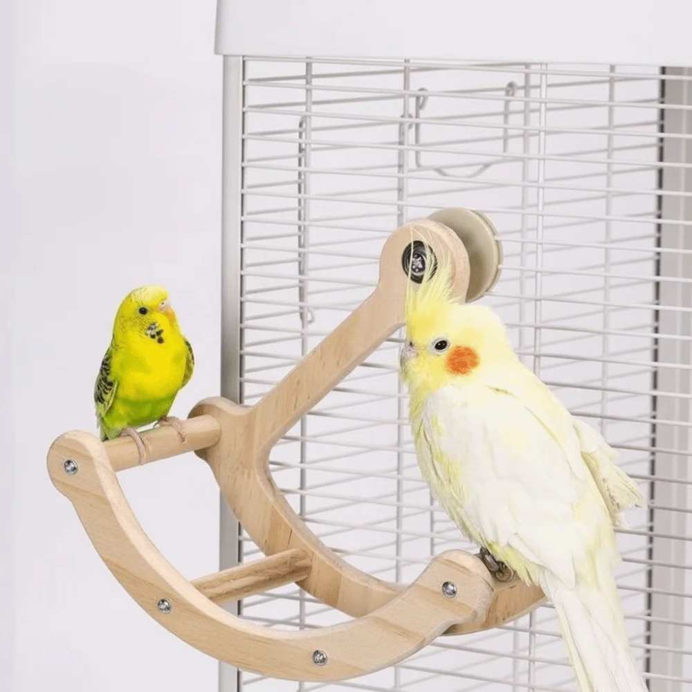 Bird Perch Wooden Bird Swing Hanging Durable Parrot Stand Wheel Bite Resistant Rocking Perch Stand 1005011583319197
