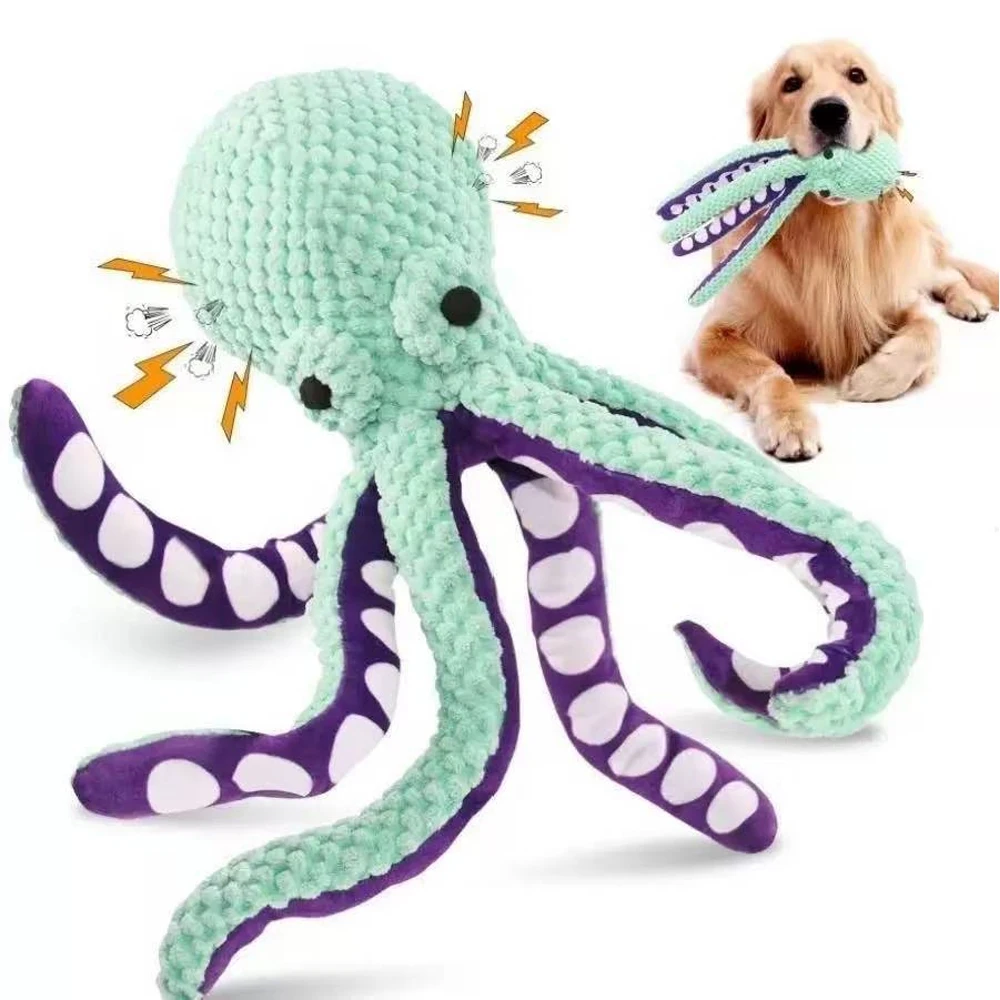 Dog Squeak Toy Teeth Grinding Bite Resistant Octopus Pet Plush Toy Boredom Companion Puppy Toy Dog 1005011588665509