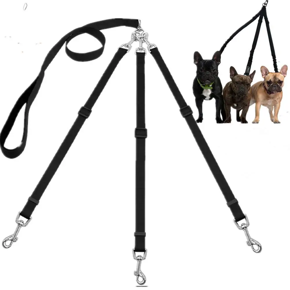 Nylon Weave Three Heads One Drag Three Dog Leash Square Round Rope Pet Traction Belt Dog Chain 1005011594174154
