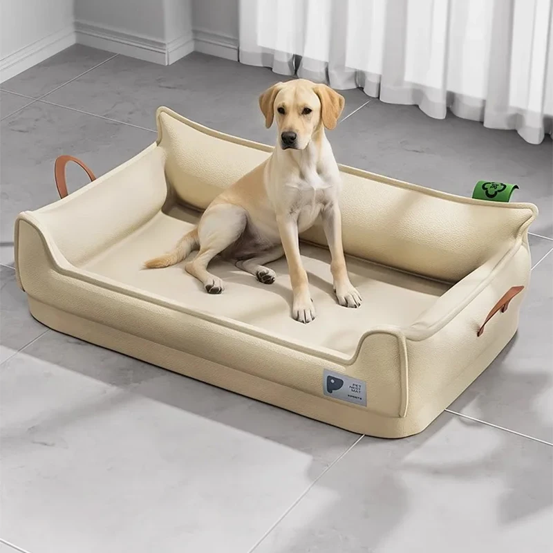 Orthopedic Leather Dog Bed Sofa – Detachable Rectangle Pet Bed with Non-Slip Bottom 1005011609237572