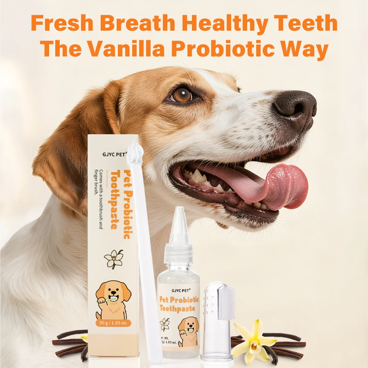 GJYC PET Probiotic Pet Dental Care Kit Toothpaste with Toothbrush Finger Brush Reduce Plaque Tartar 1005011609279070