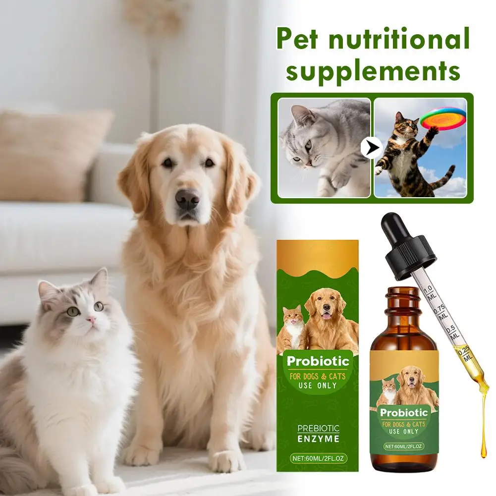 Pet Nutrition Supplement Probiotic Drops Containing Enzymes Used for Pet Digestion and Immune (60ML) 1005011609725241