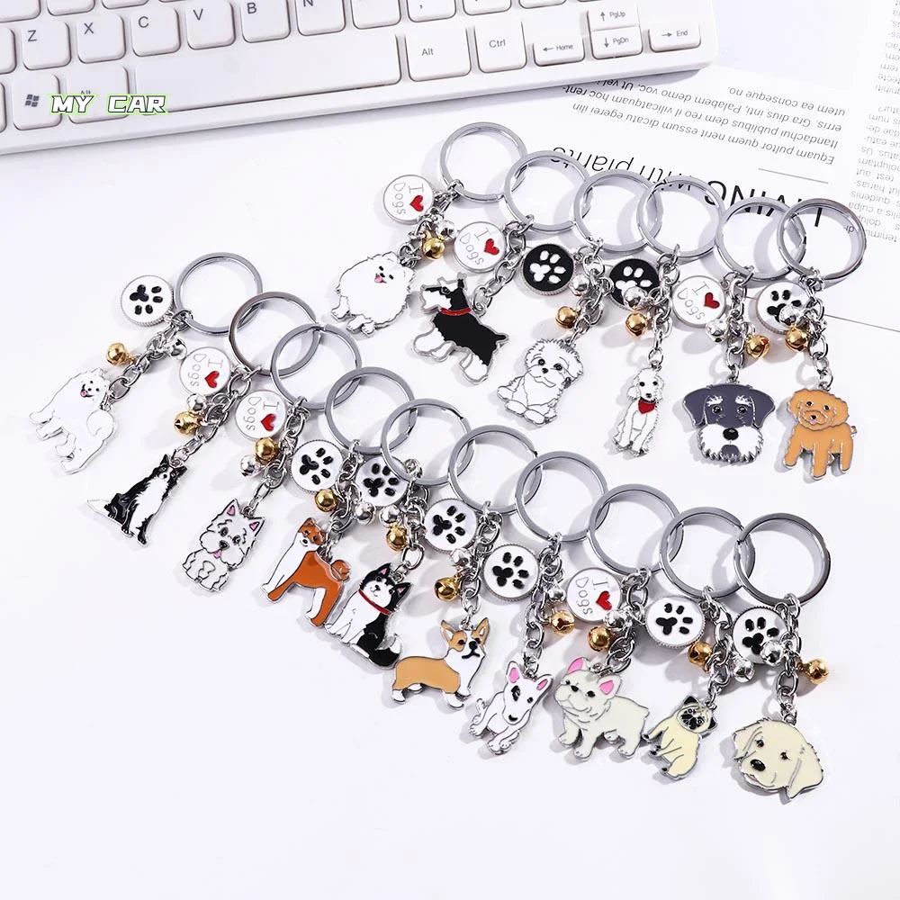 Women Bag Jewelry Husky Animal Bell Maltese Enamel Dog Pendant Pet Keychain Dog Keychain Pet Keyring 1005011613598479