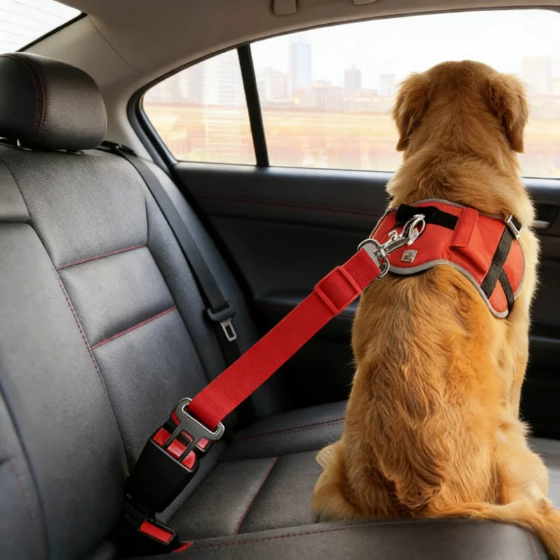 Pet Car Seat Belt 2-In-1 Adjustable Anti-Collision Traction Rope Driving Safety Fixed Belt 1005011618878699
