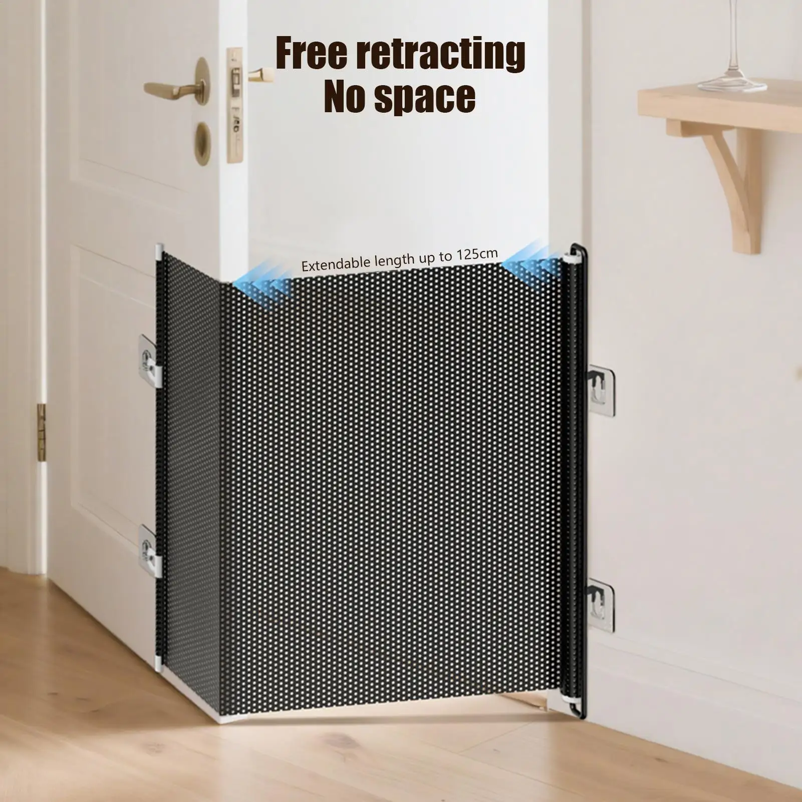Baby Gate for Stairs Retractable Pet Safety Barrier 49 Inch Wide Childproof No Drilling Gate for 1005011624745449