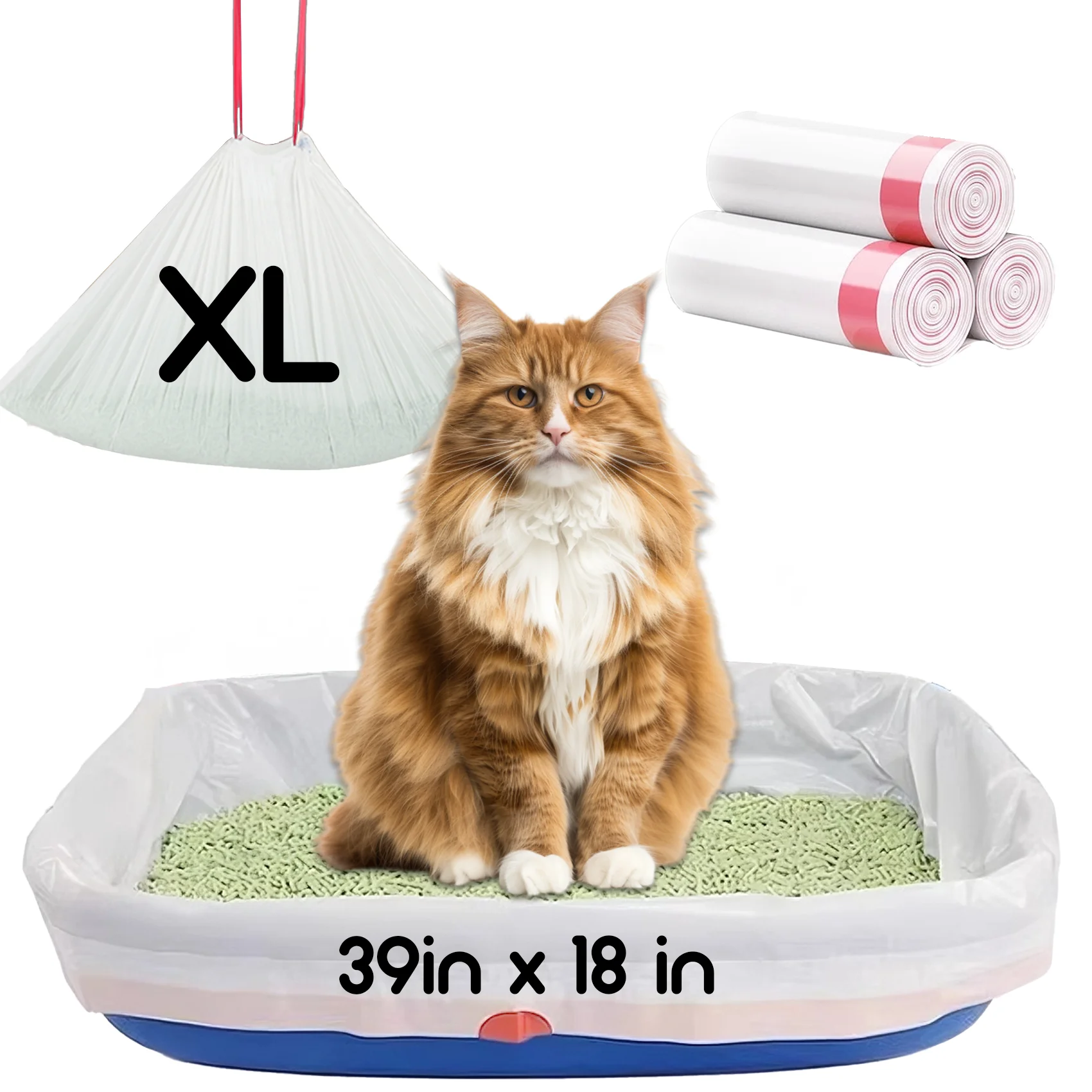 3 Rolls Cat Litter Bags for Automatic Litter Box Extra-Thick Cat Litter Box Liners 1005011626221895