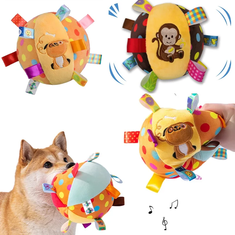 Interactive Ball Dog Toy for Aggressive Chewers Training Decompress Bite Resistant Plush Handle Dog 1005011634216586