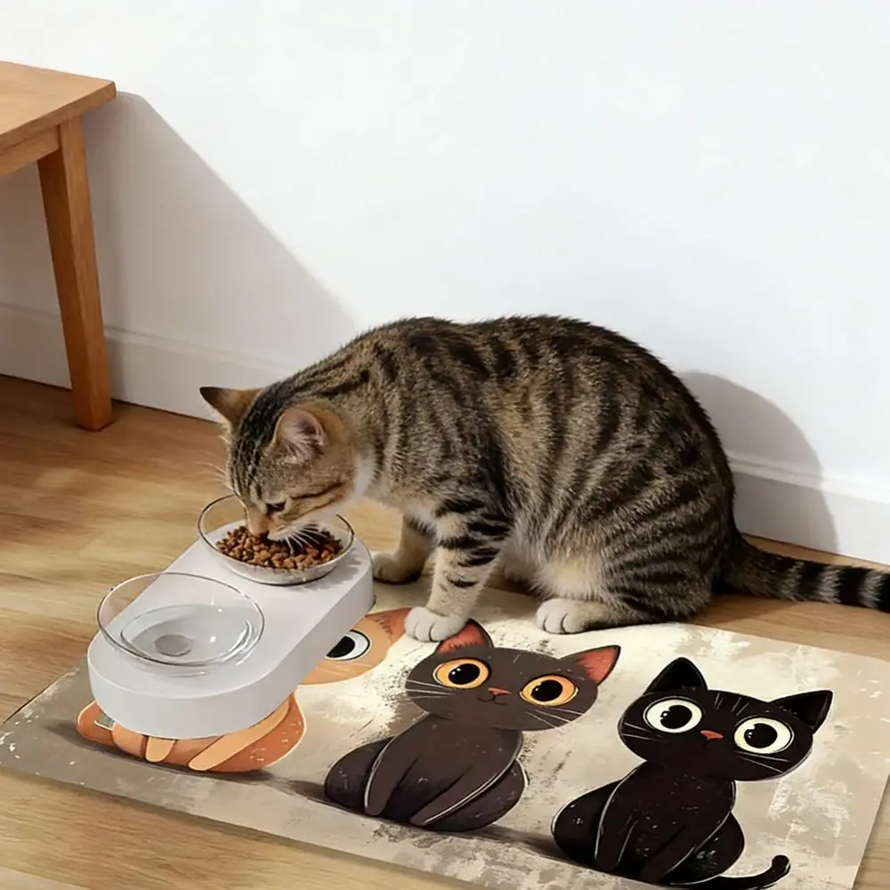 Practical Cartoon Cat Feeding Mat Non-Slip Diatom Mud Dog Food Bowl Mat Desktop Door Pet Placemat 1005011635110566