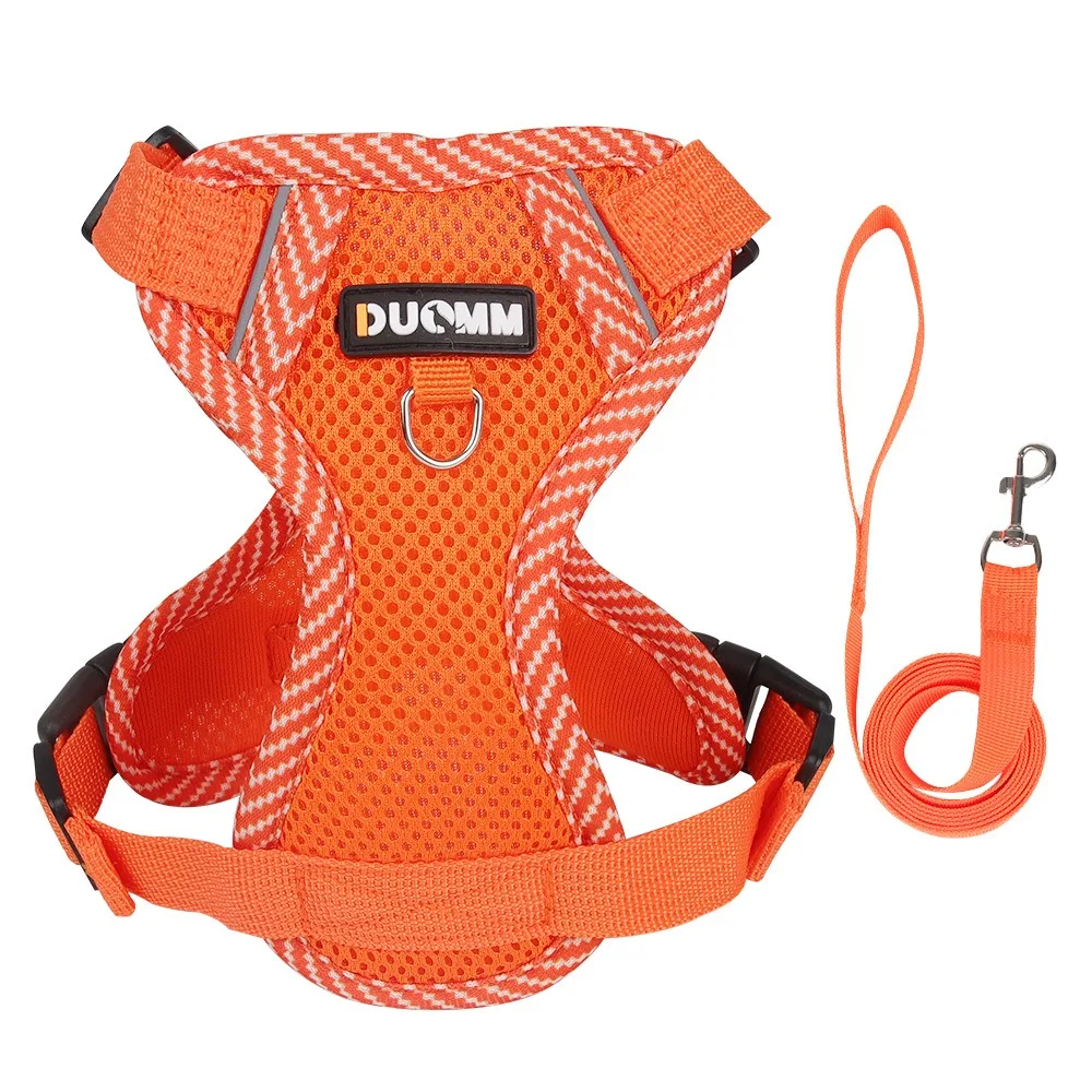 Adjustable Dog Harness Set Escape Proof with Traction Rope Pet Walking Vest Multi-Color Reflective 1005011636100618