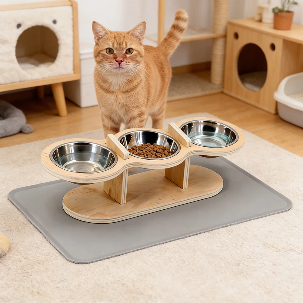 Cat Food Bowls 15° Tilted Pet Bowls for Cats Puppy Small Dogs Raised Adjustable Cat Bowl Feeder 1005011642942981