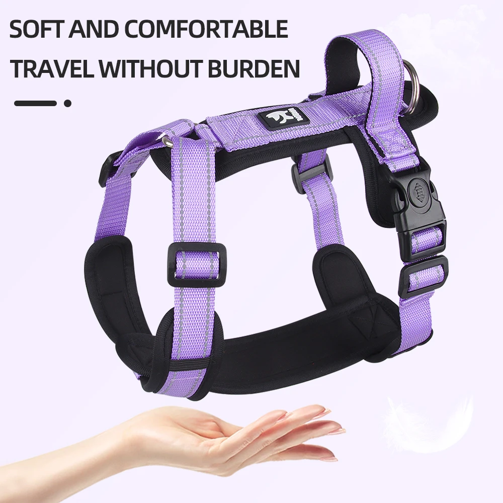 Anti-Escape Dog Harness with Handle Reflective Nylon Dog Harness Vest for Small Medium Dogs French 1005011645556557