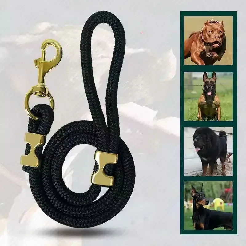 Large Dog Adjustable Slide Fastener Buckle Leash Bulldog Labrador Retriever Thick Nylon (1.3M) 1005011652211329