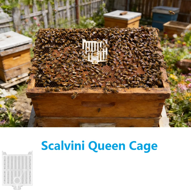 Scalvini Queen Cage Queen Bee Transport Cages Bee Post Cage with Comb Fundation Sheet Queen Bee 1005011652900270