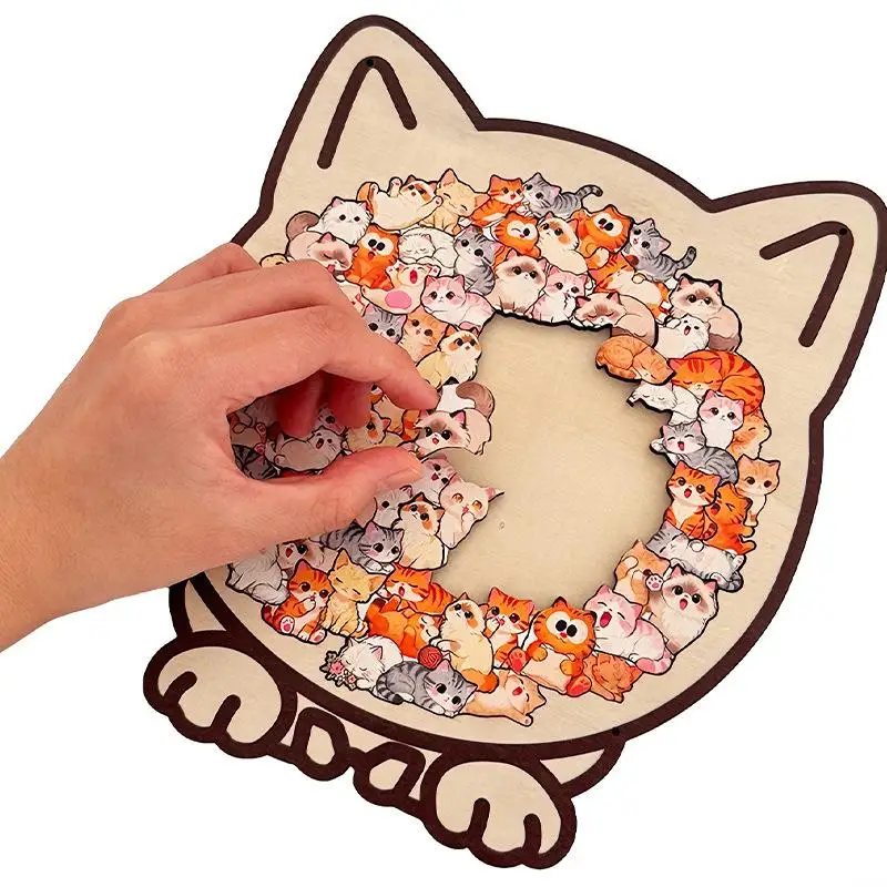 Cartoon Wooden Puzzle Toy Creative Animal Shape Stress Relief Jigsaw Puzzle Dog Cat Bear Theme For 1005011653696683