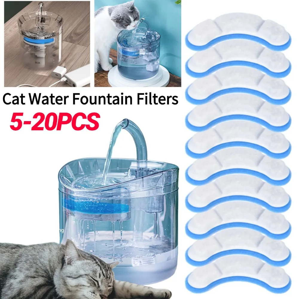 5/10/15/20PCS Cat Water Fountain Replacement Filter for WF060 Elements Pet Drinking Bowl Activated 1005011656596930