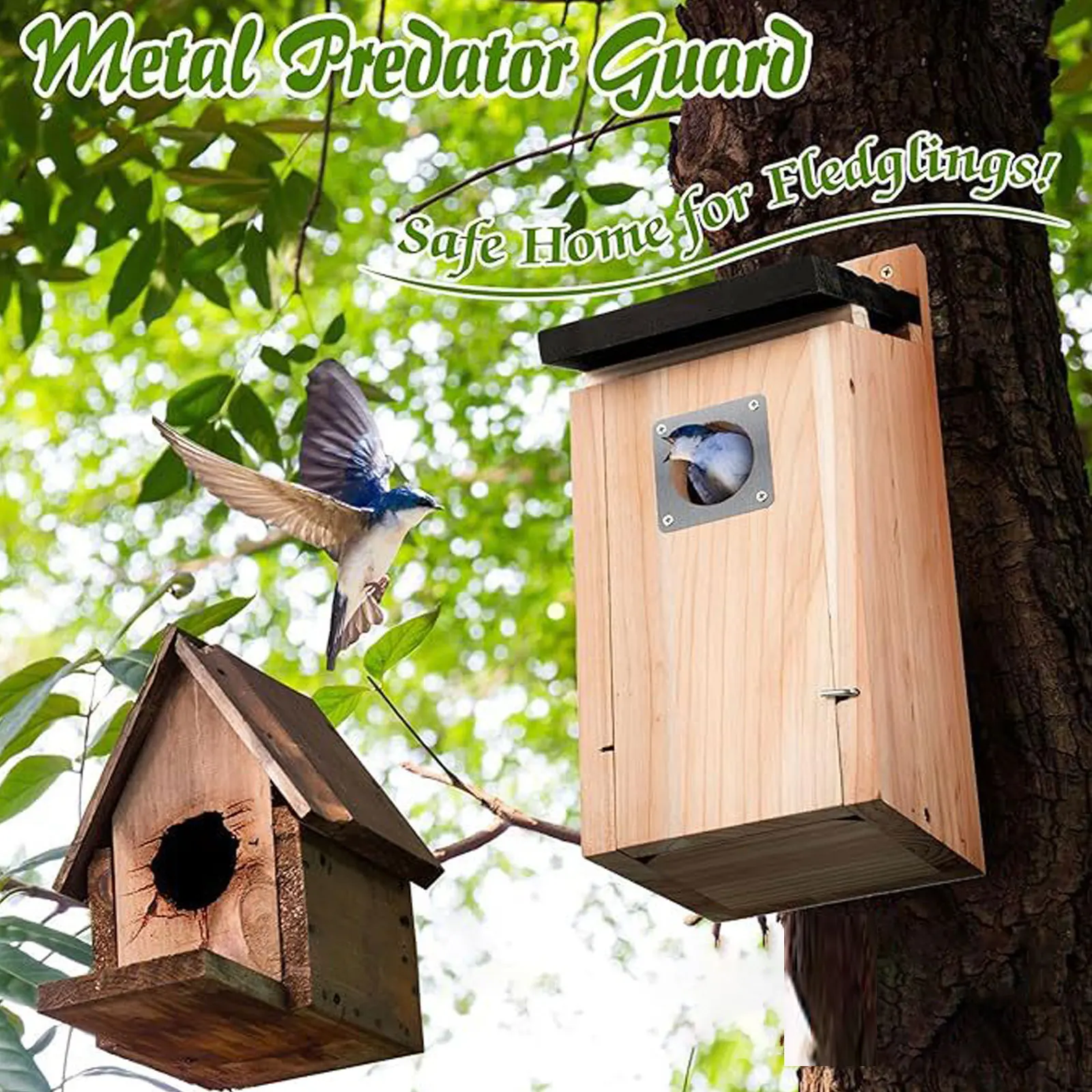 Bird House Wood Hanging Nesting Box Sheltered Warm Place Outside Bluebird Viewing House Feeder 1005011657740143