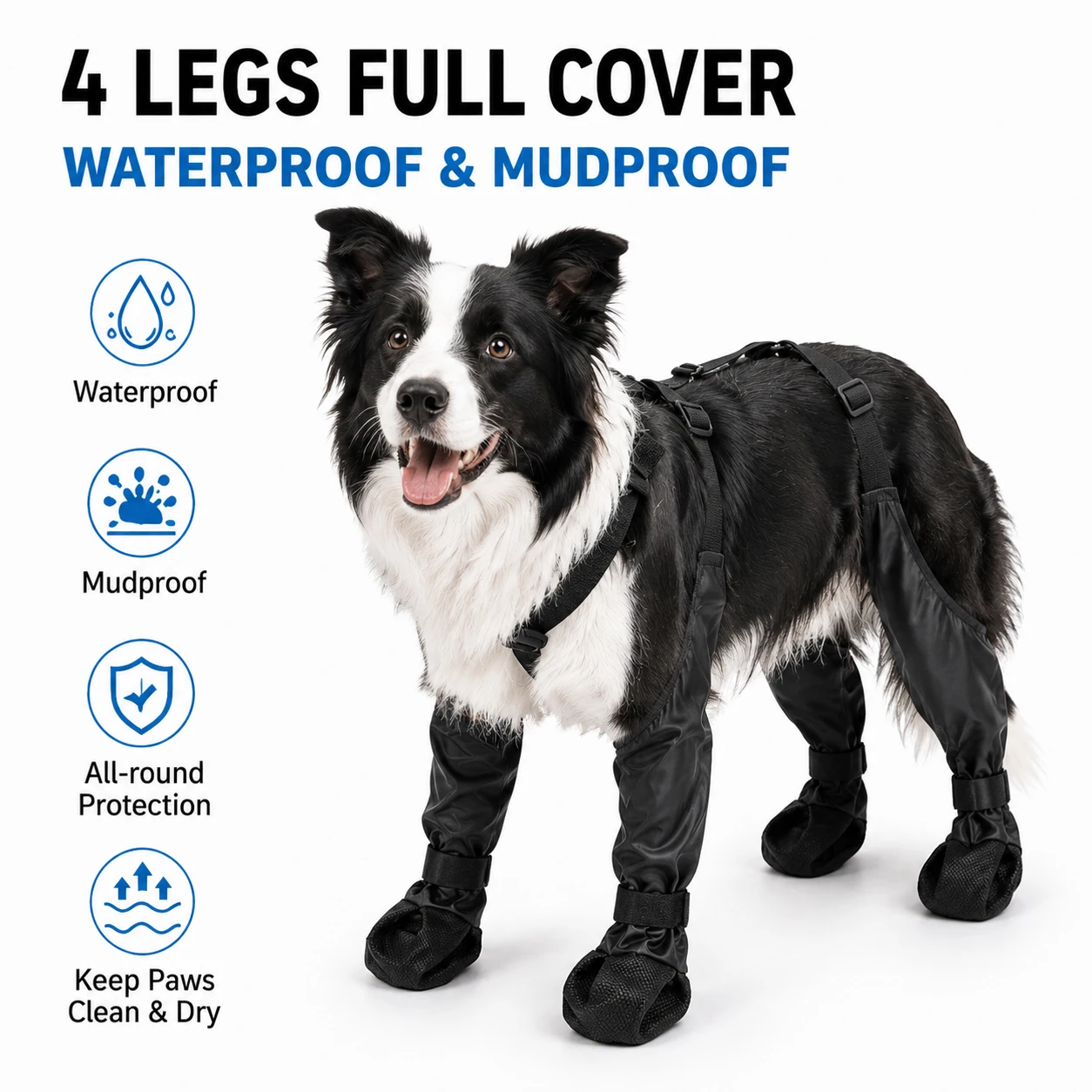 Dog Full-Leg Waterproof Protectors Mud & Stain Resistant Non-Slip Dog Shoes Perfect for Medium 1005011659587870