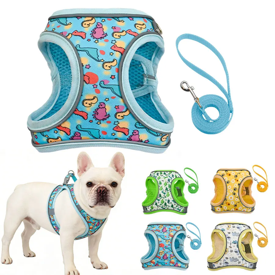 Dh009cartoon-Dog Harness and Leash Set Features a Breathable Honeycomb Mesh Design to Prevent 1005011660551874