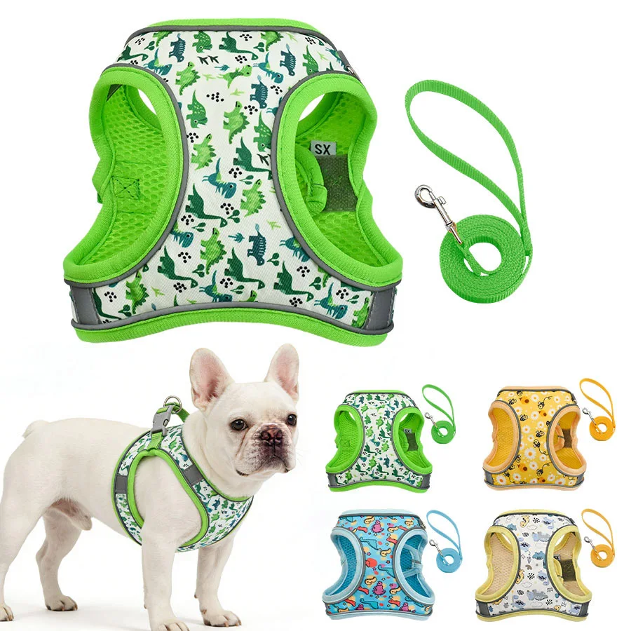 Dh009cartoon-Dog Harness and Leash Set Features a Breathable Honeycomb Mesh Design to Prevent 1005011660747283
