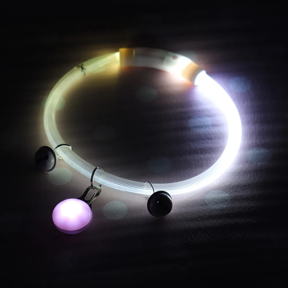 Adjustable Size LED Dog Collar Fiber Optic Material Detachable Pendant USB Rechargeable Collar 1005011661738139