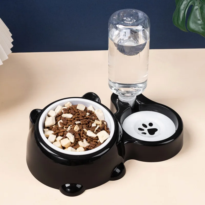 Pet Bowl 2-In-1 Auto Water Feeder, Tilted Elevated Cat Dog Bowl for Food & Water 1005011664791597
