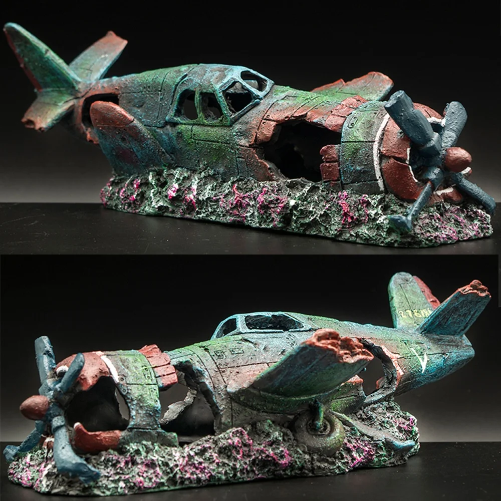 Creative Fish Tank Landscaping Aquarium Accessories Fish Shrimp Avoiding Houses Fighter Jet Resin 1005011668071361