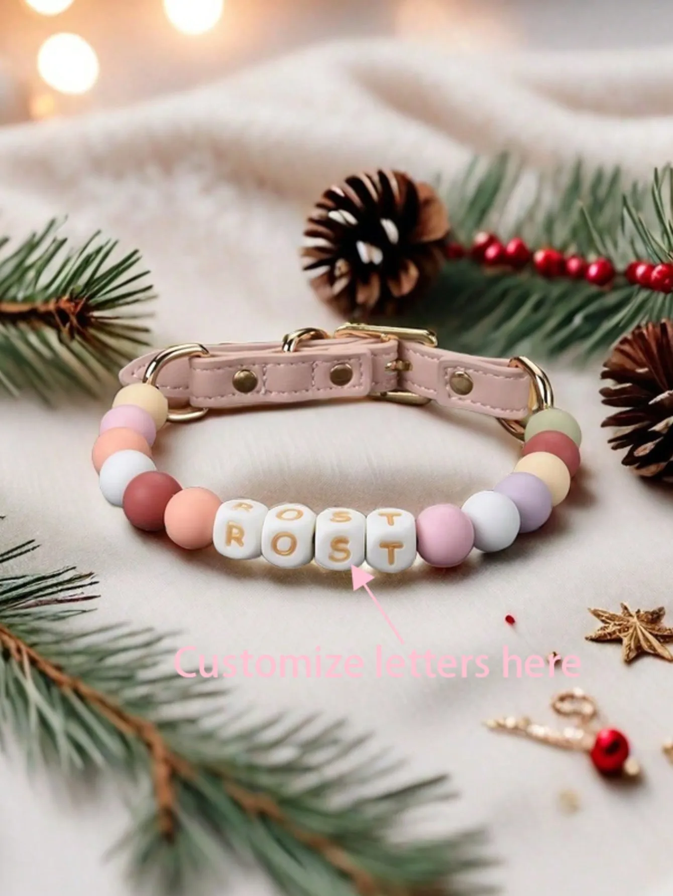 1 Pc Personalized Beaded Dog Collar with Buckle,Custom Dog's Name Collar,Heart Beaded Cat Dog Collar 1005011686435755