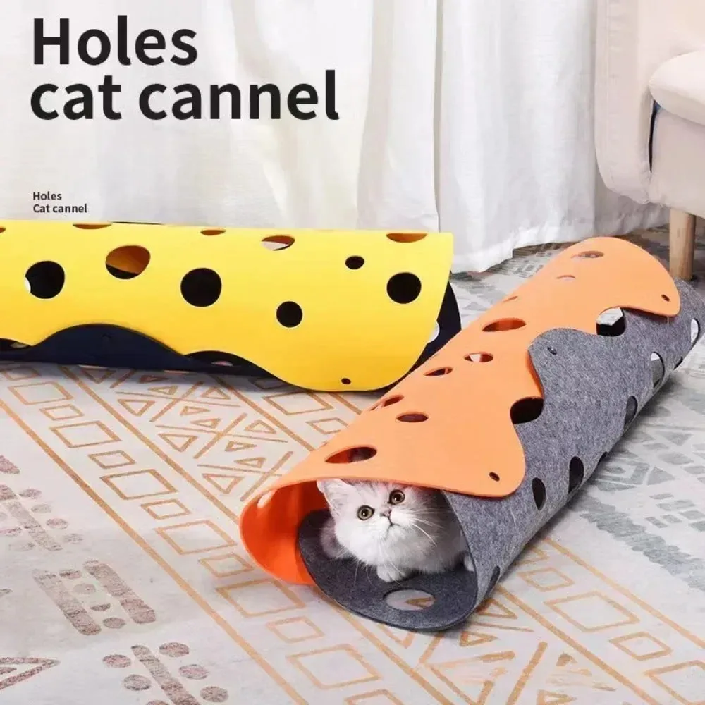 1PC Cat Play Tunnel Bed, Foldable Pet Tunnel Tube Bed with Holes DIY Play Mat Activity Rug 1005011692121318