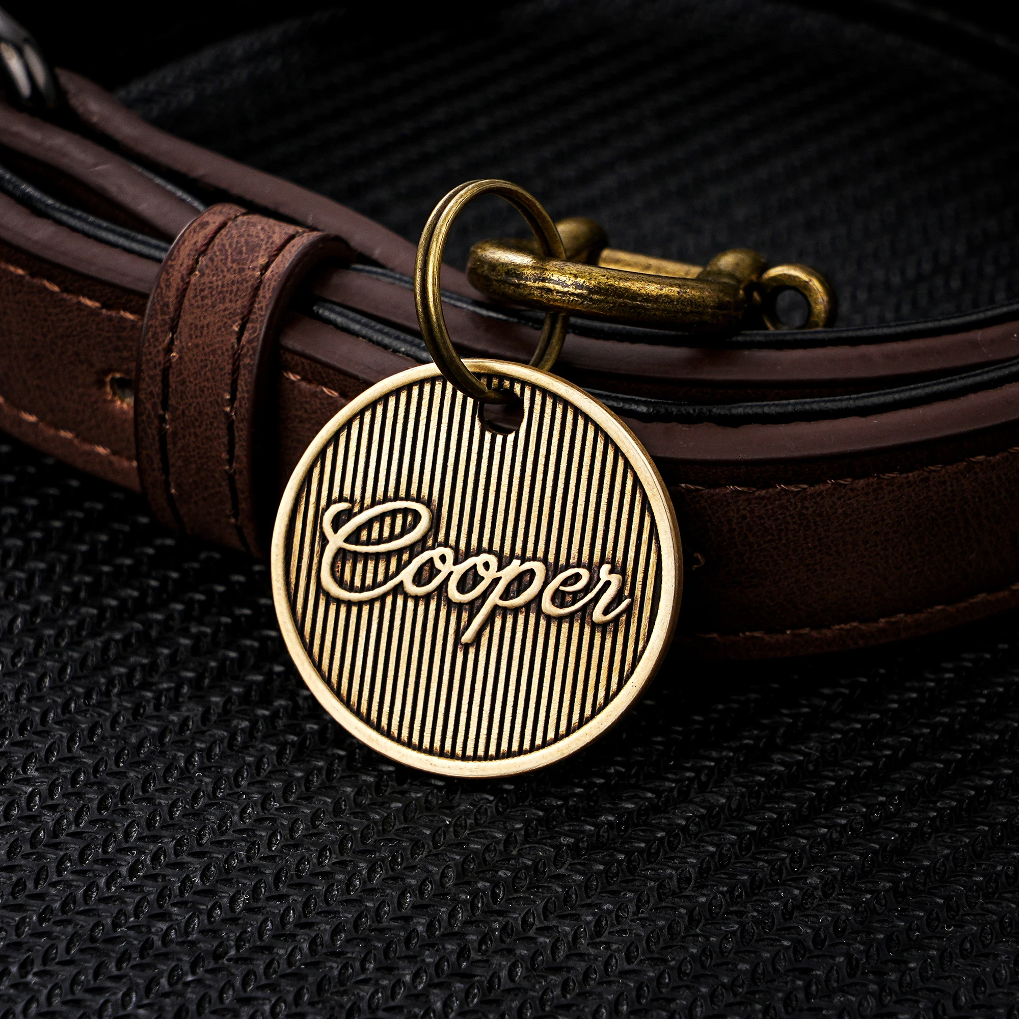 Personalized Brass Pet ID Tag, Engraved Dog Cat Tag, 30mm Dog Name Label, Custom Dog Tag for Collar 1005011694642544
