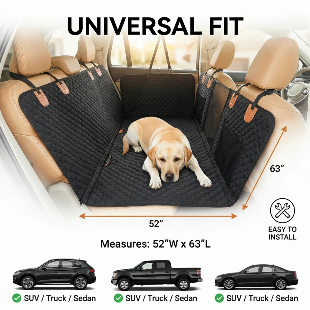 Convertible Car Bed for Dogs， Extended Waterproof Seat Cover with Anti-Slip Backing， Comfortable 1005011696842771