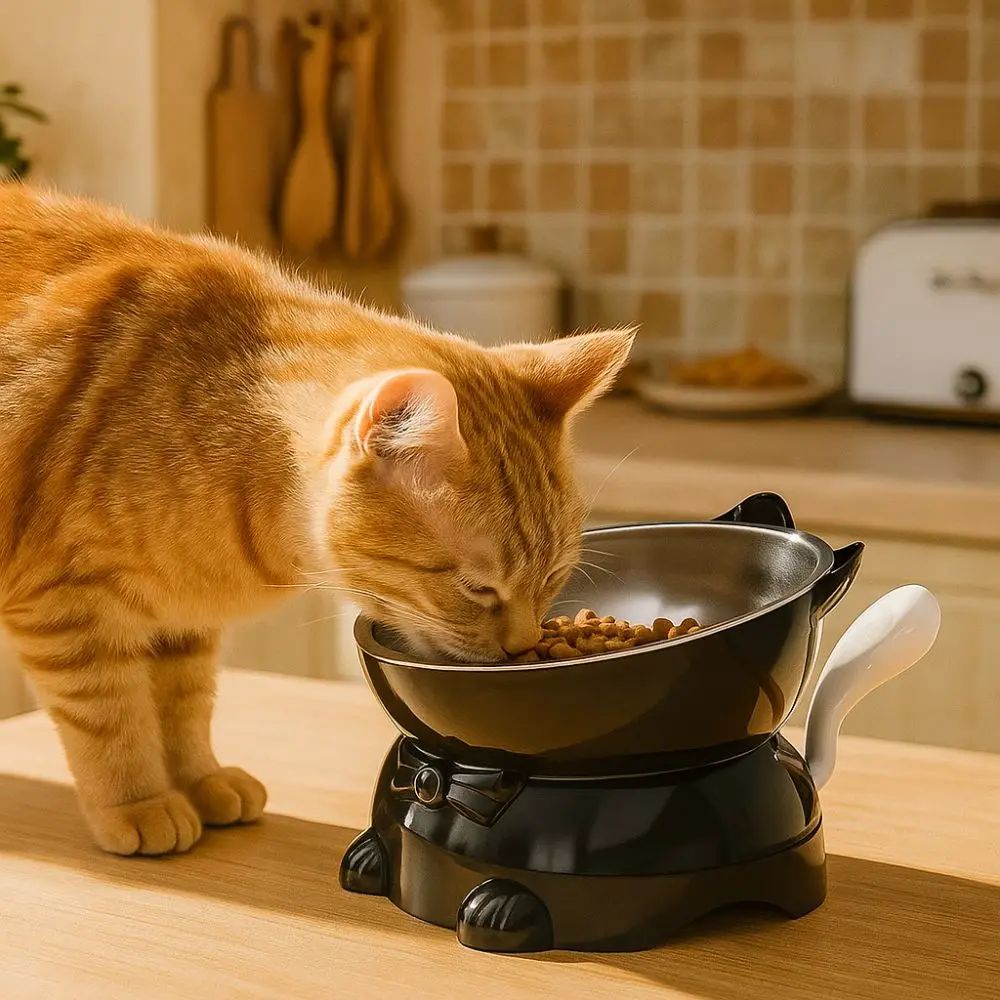 Cute Large Diameter Elevated Cat Bowl Anti-spill Anti-leakage High Foot Bowl Anti-choke Anti-knock 1005011697812368