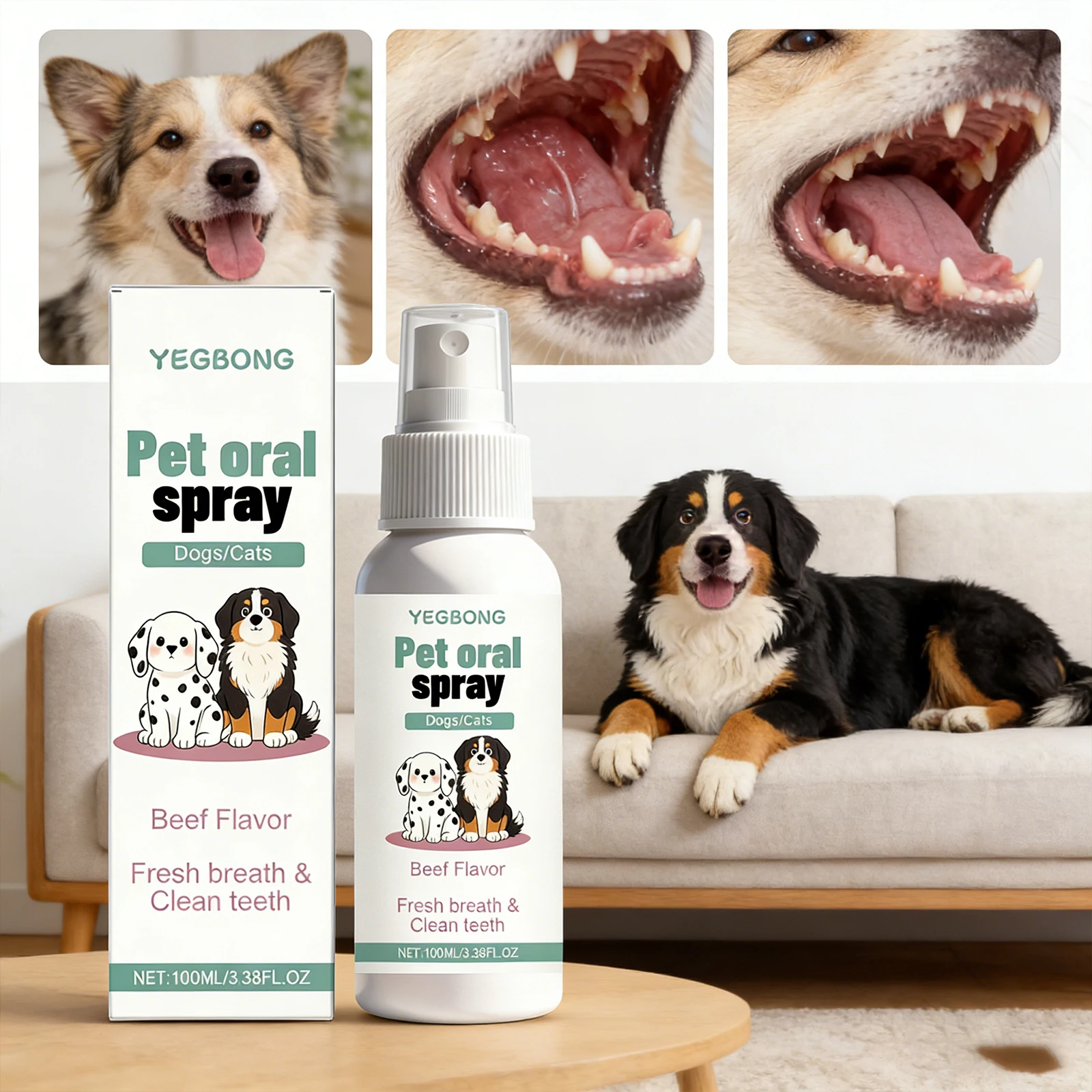 Pet Oral Spray for Dogs Cats Fresh Breath Clean Teeth Remove Plaque Tartar No Rinsing Bad Smell 1005011698994744