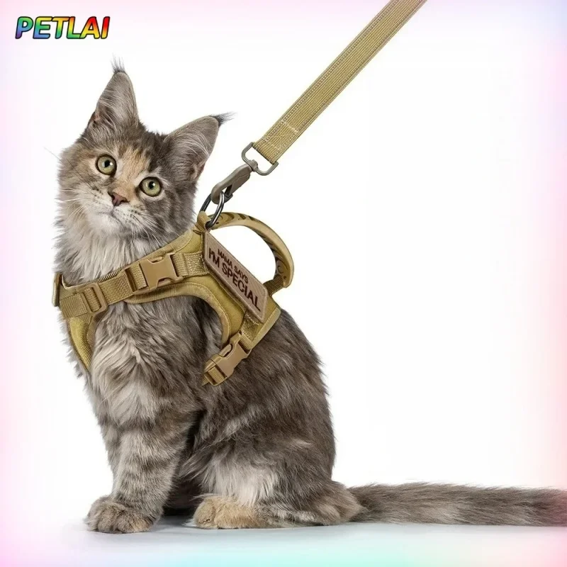 Tactical Cat Harness and Leash Set for Walking Escape Proof Adjustable Cat Vest Harness with Soft 1005011704801819