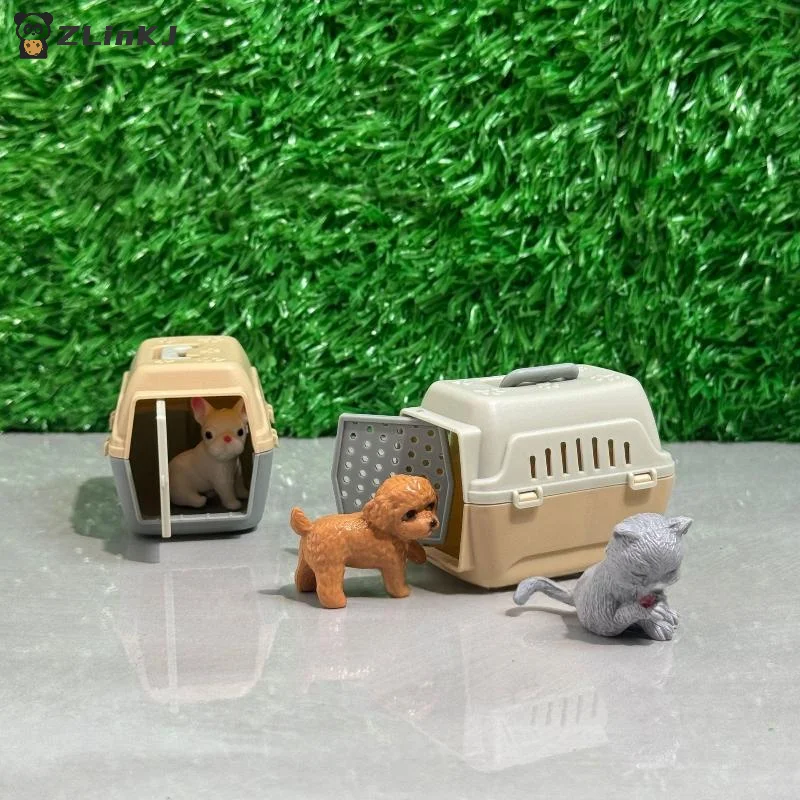 2/4Pcs Realistic Mini Dog & Cat Cage With Door Miniature Dollhouse Pet House For Doll Accessories 1005011706938194