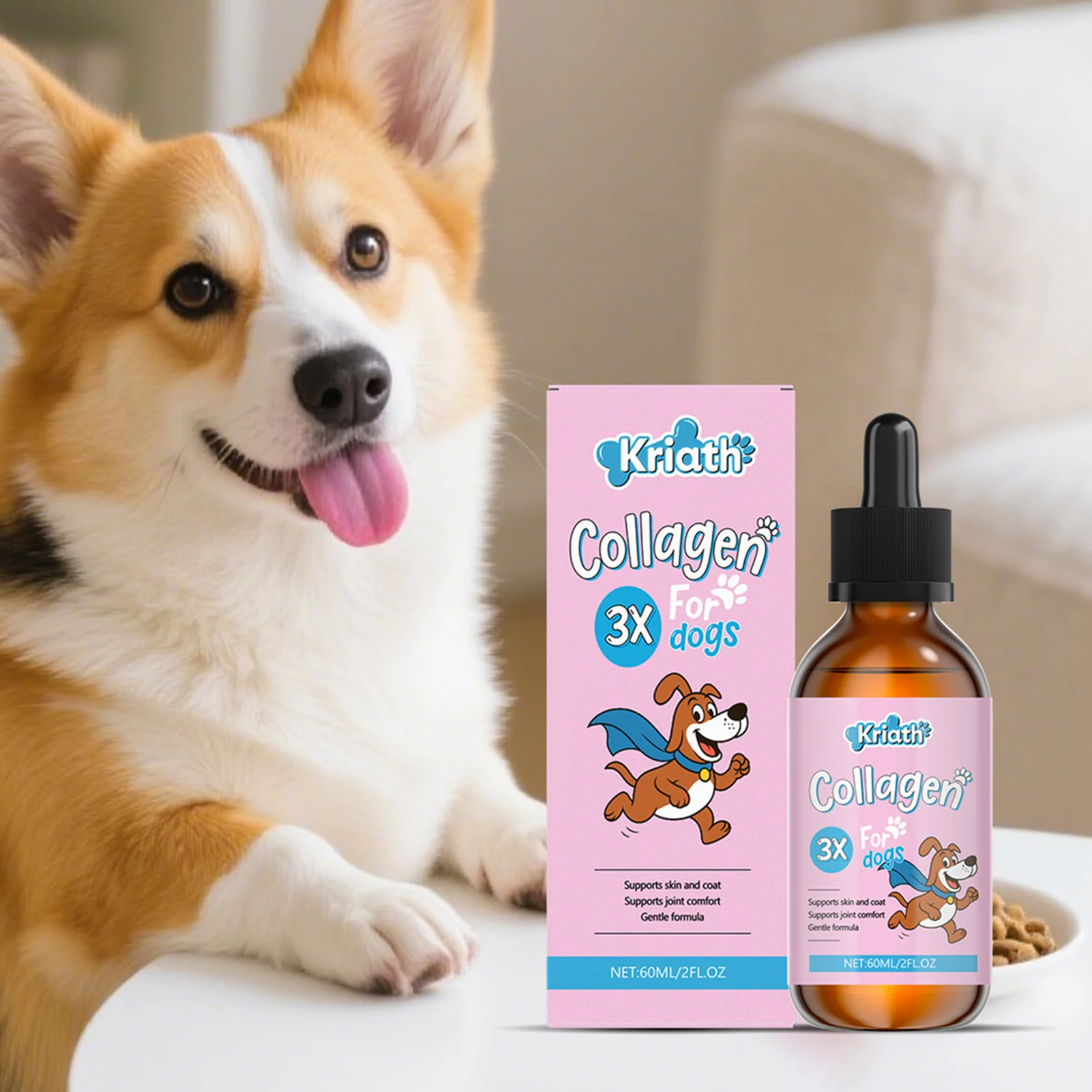 3pcs Liquid Collagen Supplement Drops For Dog Hip Joint Support Skin Coat Health Itch Relief In One 1005011712619734