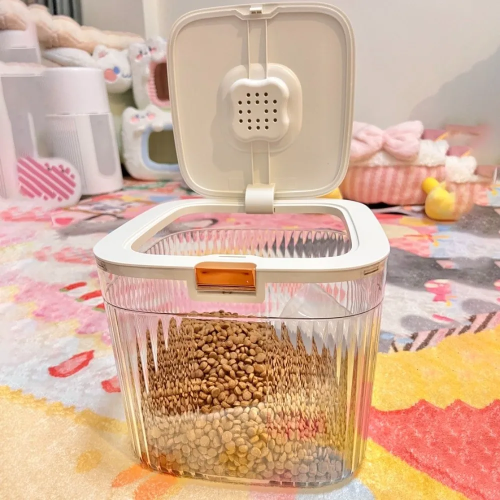 Flip Cover Dog Food Storage Container Transparent Large Capacity Cat Dry Food Box Sealed Plastic 1005011718511111