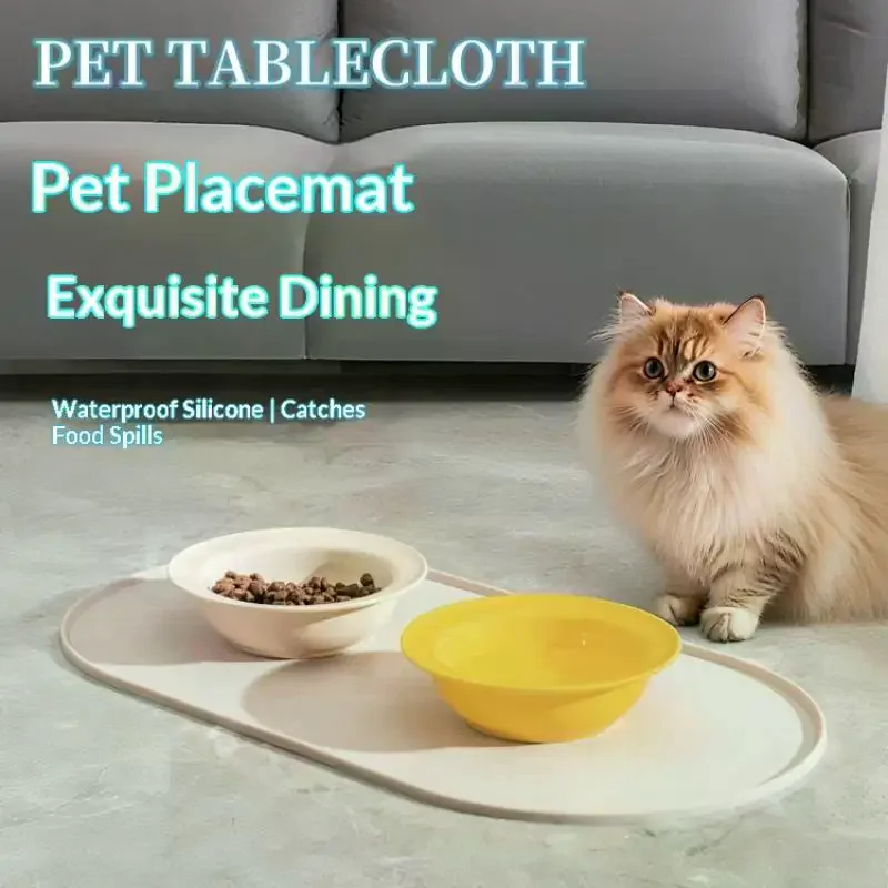 Cat Feeding Mat with Non-Slip Waterproof Design Pet Food Mat Compatible with Cat/Dog Bowls Multipet 1005011723966861