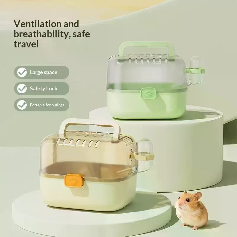 Portable Hamster Carrying Cage with Handle Water Bottle Chinchilla Carrier Box Small Animal Hamster 1005011724108353