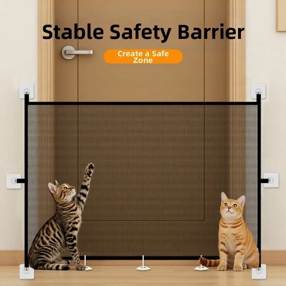 New Retractable Pet Barrier Fences Mesh Anti-Escape Pet Safety Gate with Hooks Folding Dog 1005011726657279