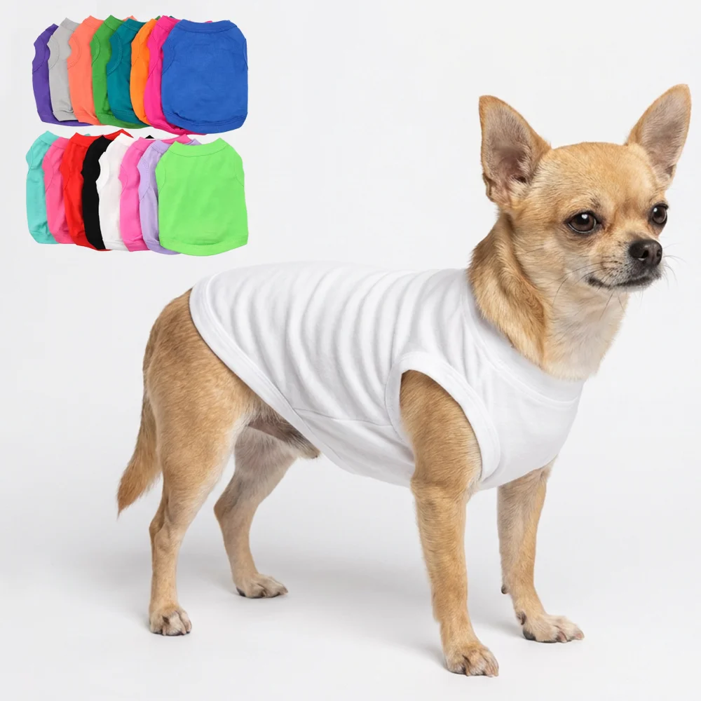Soft Cotton Blank Dog Shirt, Breathable Spring Summer Pet Apparel 1005011730011047