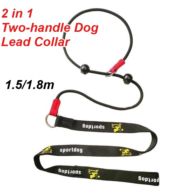 Two-Handle Lead Collar 1.5/1.8M P-Shaped Chain Slip Lead Control Leash Forsmall Medium Dog (2 in 1) 1005011742261661