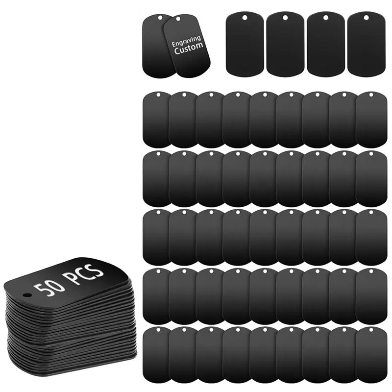 Engravable For-Diy Metal Stamps-50 Pieces Black Anodized Aluminum Dog Tag Blanks 1005011742292227